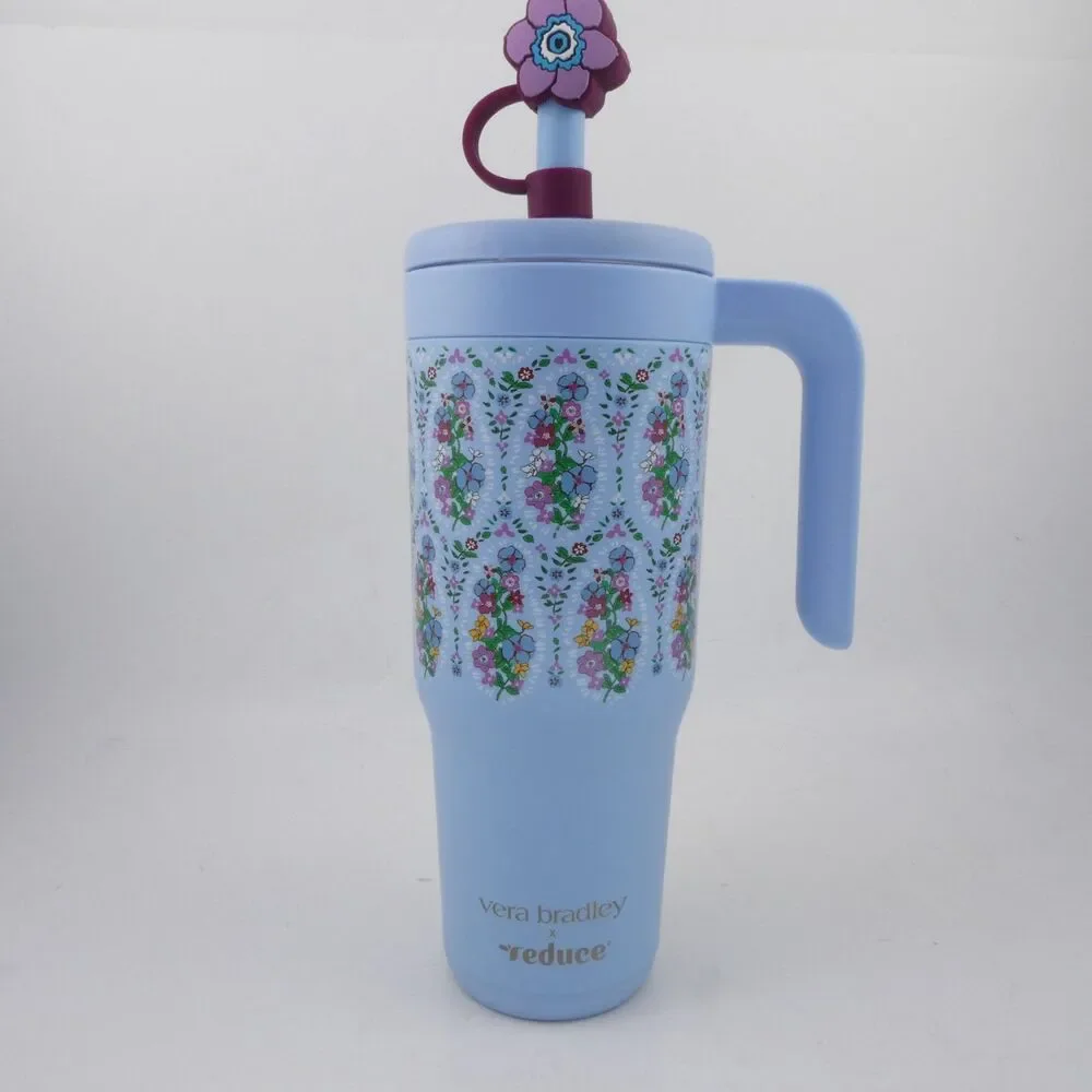 Vera Bradley x Reduce Chiller 24 oz Travel Tumbler Handle Twist Lid Straw Floral